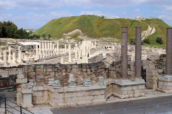 Ερείπια Της Αρχαίας Πόλης Beit She Στην Κοιλάδα Του Ιορδάνη — Φωτογραφία Αρχείου