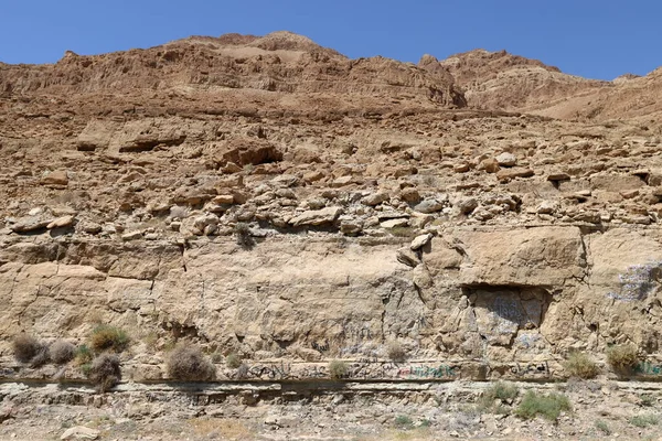 Bergssluttningarnas Och Landskapens Struktur Den Judiska Öknen Södra Israel Varm — Stockfoto