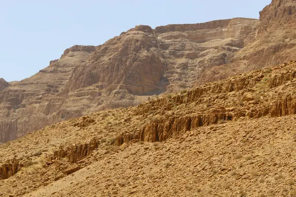 Textúra Hegyi Lejtők Táj Júdeai Sivatagban Dél Izraelben Egy Forró — Stock Fotó
