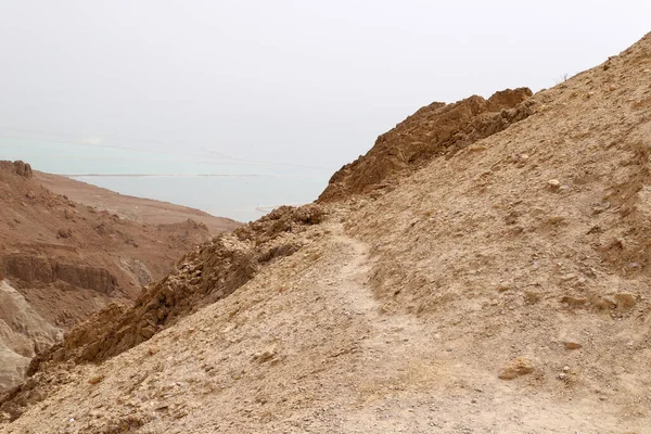 Bergssluttningarnas Och Landskapens Struktur Den Judiska Öknen Södra Israel Varm — Stockfoto