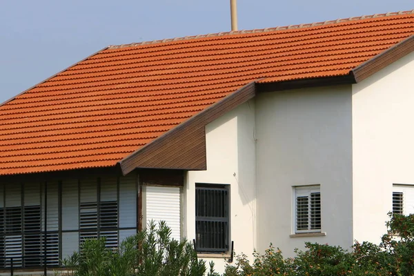 Roof House Made Red Tiles Architectural Details Housing Construction Israel — Stock Photo, Image