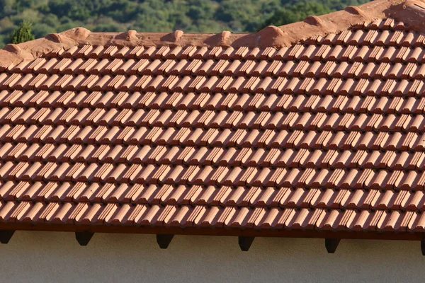 Telhado Casa Feito Azulejos Vermelhos Detalhes Arquitetônicos Construção Moradias Israel — Fotografia de Stock