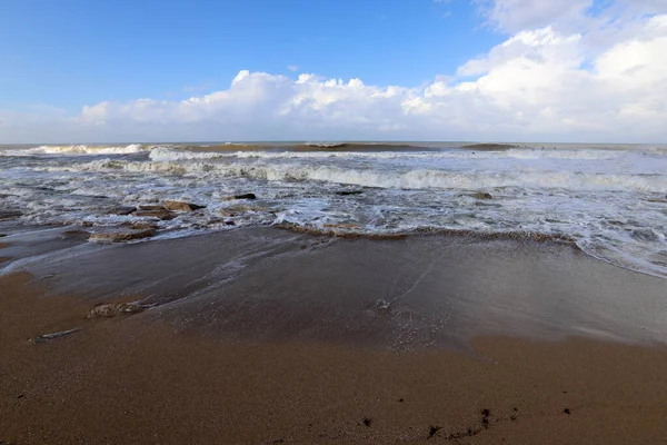 Kust Van Middellandse Zee Het Noorden Van Israël Zomer Hete — Stockfoto