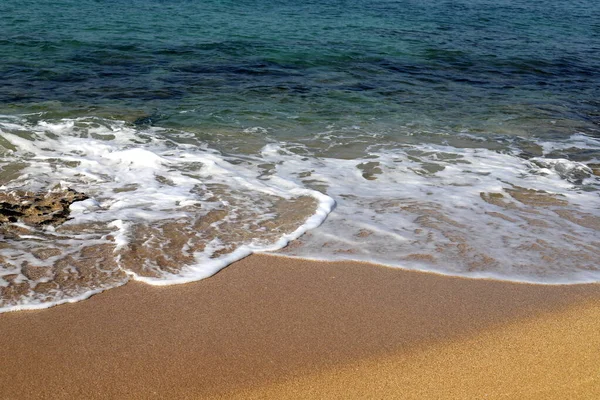 Sandy Beach Ved Kysten Middelhavet Israel Varm Sommerdag Nord Israel – stockfoto