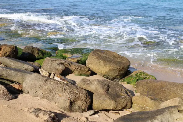 Великі Камені Лежать Берегах Середнього Моря Північному Острові — стокове фото