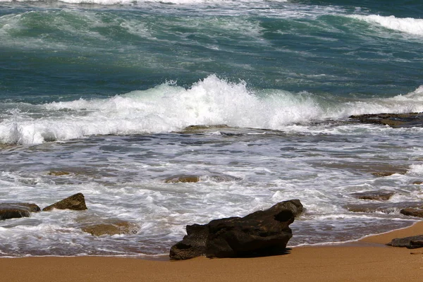 Large Stones Lie Shores Mediterranean Sea Northern Israel — Φωτογραφία Αρχείου