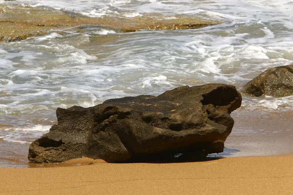 Large Stones Lie Shores Mediterranean Sea Northern Israel — Photo