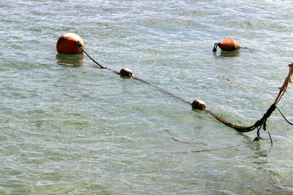 Rope Pier Mooring Boats Ships Port Tel Aviv Israel — Stock Photo, Image