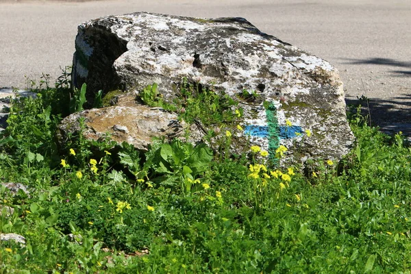 Pedras Encontram Parque Cidade Mar Mediterrâneo Norte Israel — Fotografia de Stock