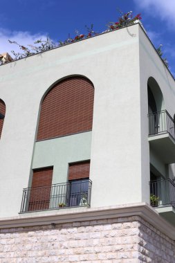 Old houses in classical style in the white city of Tel Aviv in Israel 