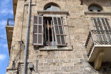 Old houses in classical style in the white city of Tel Aviv in Israel 