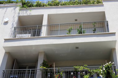 Old houses in classical style in the white city of Tel Aviv in Israel 