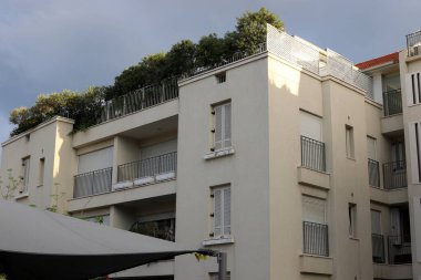 Old houses in classical style in the white city of Tel Aviv in Israel 