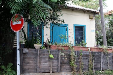 Old houses in classical style in the white city of Tel Aviv in Israel 