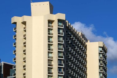 Modern tall houses in the white city of Tel Aviv in Israel 