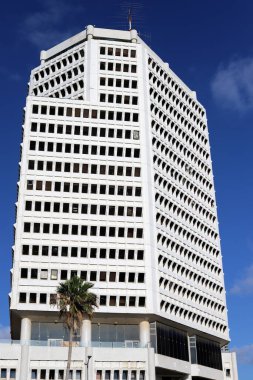 Modern tall houses in the white city of Tel Aviv in Israel 
