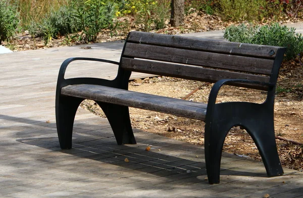 Bench Relaxation Stands City Park Shores Mediterranean Sea Sesere Israel — Photo
