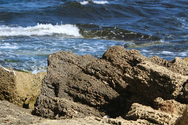 Huge Rocks Stones Shores Mediterranean Sea Northern Israel — Stock Photo, Image