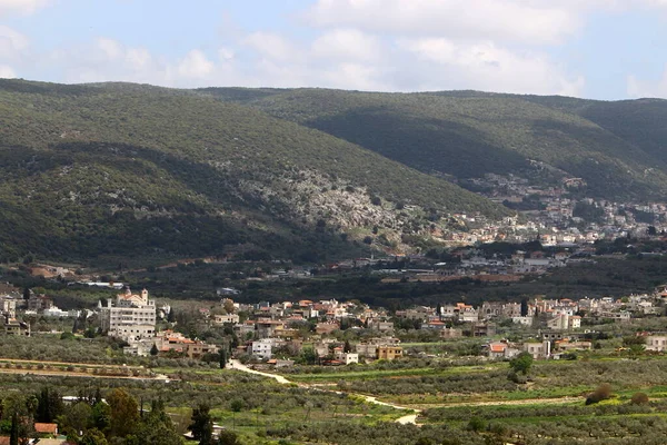 Paisaje Las Montañas Del Norte Israel Vista Los Altos Del — Foto de Stock