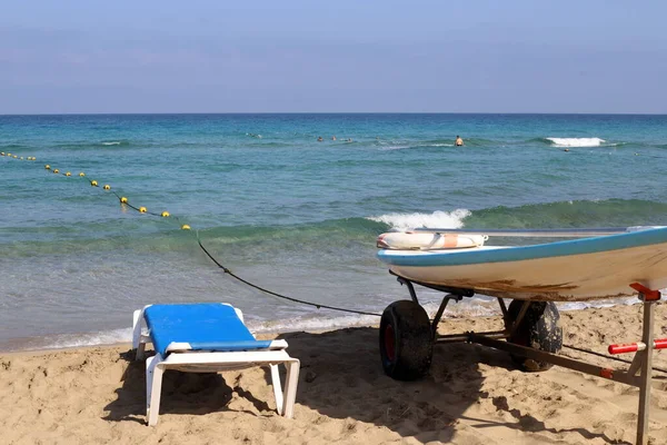 Sandstrand Medelhavets Stränder Norra Israel Varm Sommar Israel — Stockfoto