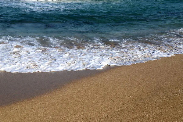 Spiaggia Sabbia Sulle Rive Del Mar Mediterraneo Nel Nord Israele — Foto Stock