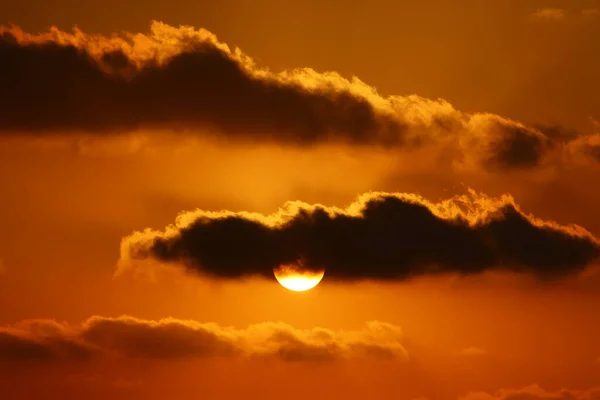 Céu Sobre Mar Mediterrâneo Norte Israel Durante Pôr Sol — Fotografia de Stock