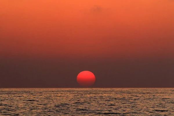 Sky Mediterranean Sea Northern Israel Sunset — Stock Photo, Image