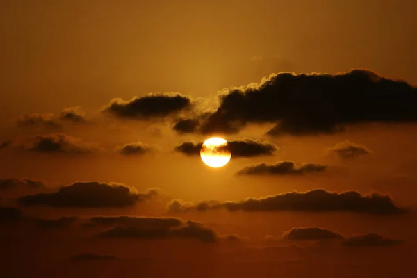 Céu Sobre Mar Mediterrâneo Norte Israel Durante Pôr Sol — Fotografia de Stock