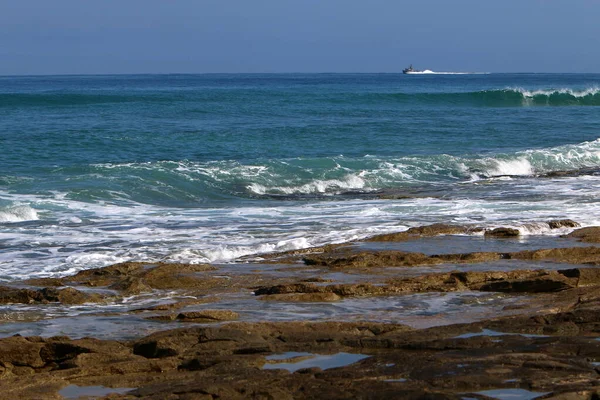 Costa Mediterrânica Rochosa Norte Israel — Fotografia de Stock