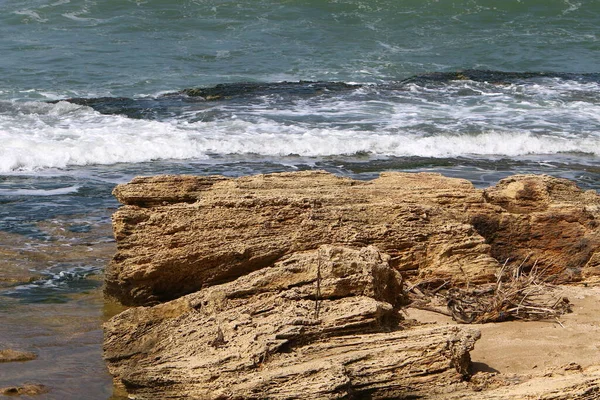 Costa Mediterrânica Rochosa Norte Israel — Fotografia de Stock