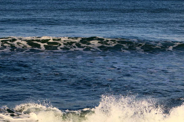 Färgen Havsvatten Grunda Vatten Medelhavet Norra Israel — Stockfoto