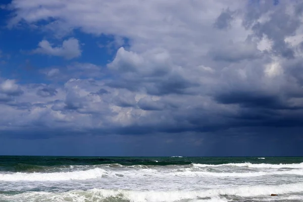 Bewolkte Lucht Boven Middellandse Zee Het Noorden Van Israël — Stockfoto