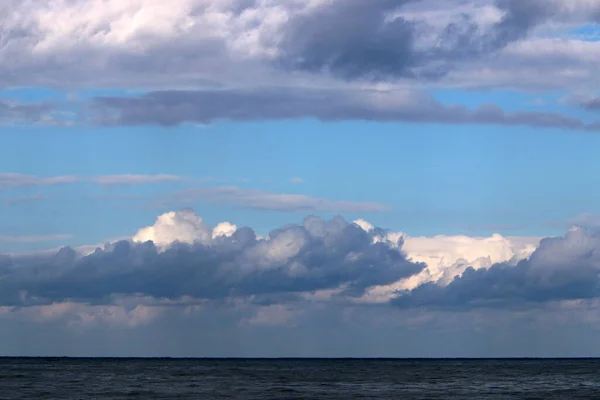 Cielo Nublado Sobre Mar Mediterráneo Norte Israel — Foto de Stock