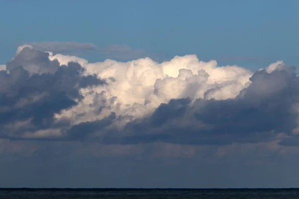 Cielo Nublado Sobre Mar Mediterráneo Norte Israel — Foto de Stock