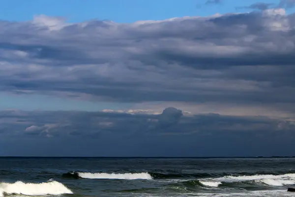 Bewolkte Lucht Boven Middellandse Zee Het Noorden Van Israël — Stockfoto