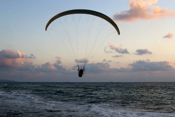 hang gliding over the Mediterranean Sea in northern Israel