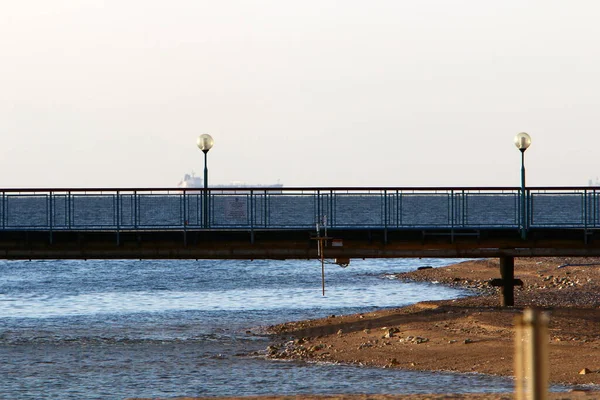 Architektonische Details Einer Großen Stahlbetonbrücke Über Einen Fluss Norden Israels — Stockfoto