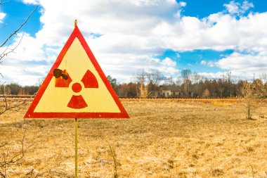 Radiation sign in Chernobyl, near Red Forest clipart