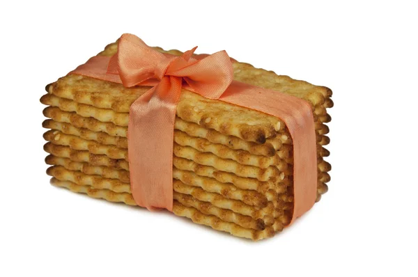 Tanımlama bilgilerini kraker bir şerit beyaz bir arka plan üzerinde bağlı.