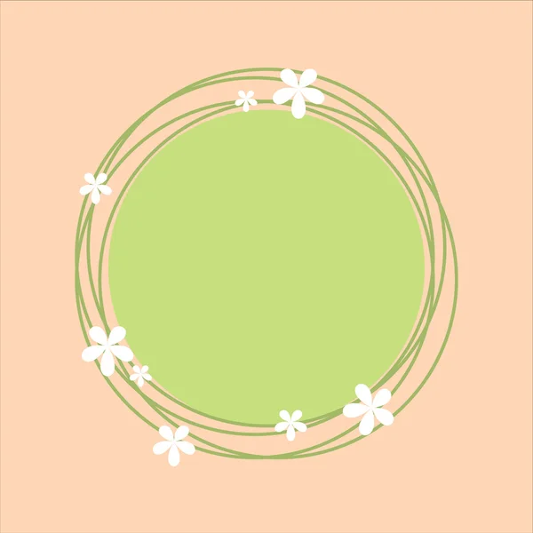 Cornice circolare a tema primaverile con disegno floreale — Vettoriale Stock