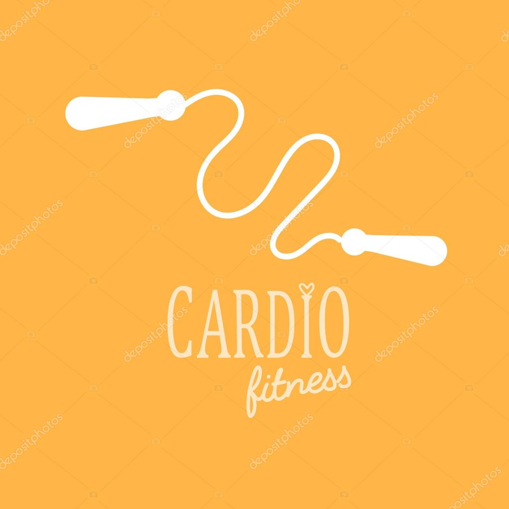 Cardio Training flat icon vector illustration, eps10, easy to edit jump rope logo. White on yellow