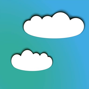 Görünümlü beyaz bulutlar güzel mavi bir gökyüzü gölge ile kağıt kesme