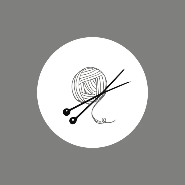 Örgü iplik skein ve iğneler simgesi veya logo tasarımı
