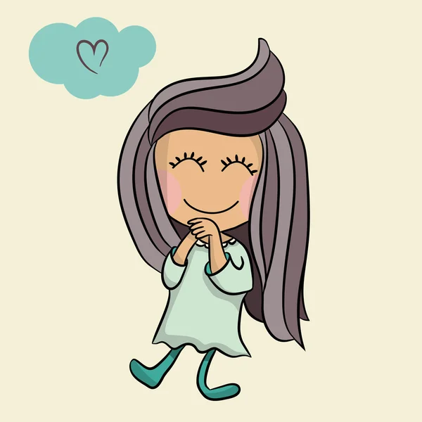 Cute little girl cartoon vector character — Stock Vector