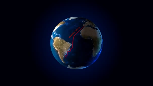 世界中のフェルディナンド ・ マゼランの航海 — ストック動画