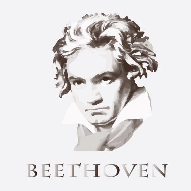 composer Ludwig van Beethoven. vector portrait clipart