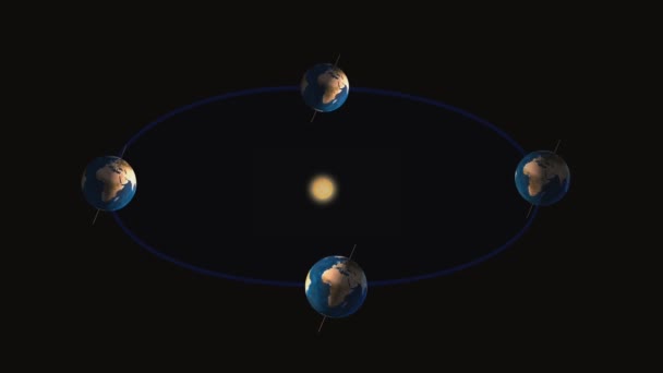 Il cambiamento delle stagioni sulla terra. Proiezione 3D — Video Stock