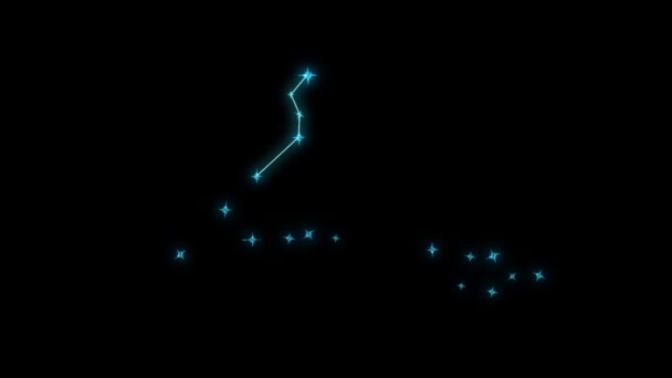 Ariesanimation constellation Pisces  - Star and contours — Stock Video