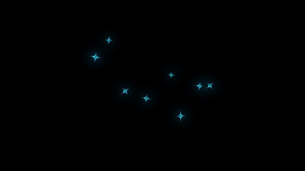 Ariesanimation constellation Gemini - Star and contours — Stock Video