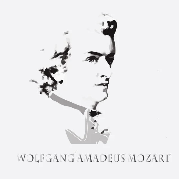 Skladatel Wolfgang Amadeus Mozart. vektorový portrét — Stockový vektor